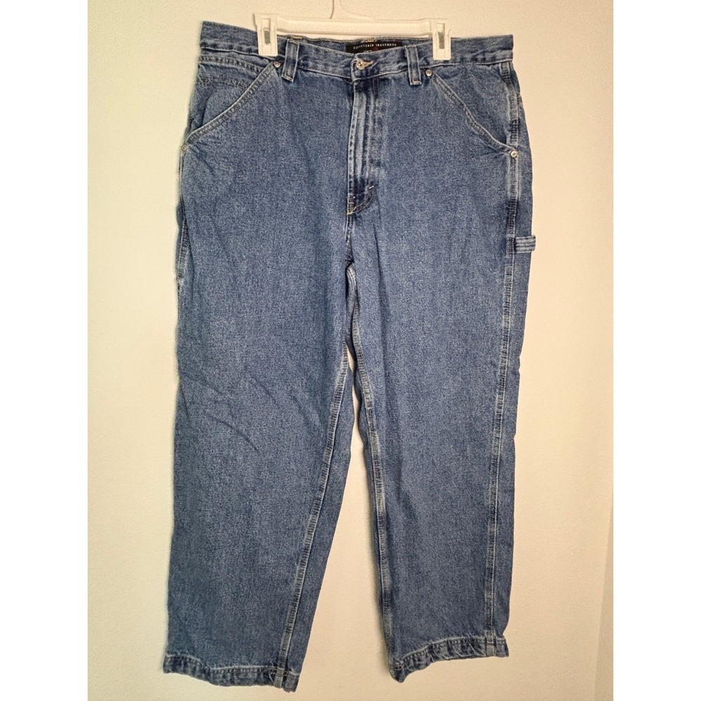 Mission Blues Mens Carpenter Jeans 40x30‎ Blue Denim Workwear Pants 100% Cotton